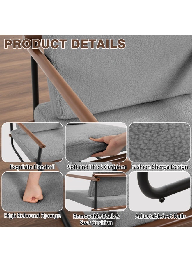 شويوين كرسي قماشي مميز، كرسي بذراعين لغرفة المعيشة، أريكة مفردة، كرسي استرخاء عصري لغرفة النوم، كرسي قراءة منجد، مناسب لغرفة المعيشة والمكتب وغرفة النوم - Image 4